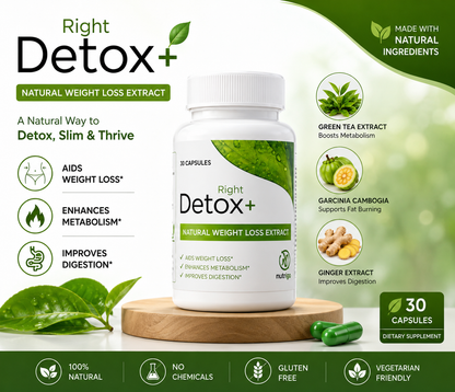 Detox Right – Premium Plant-Powered Herbal Cleanse with 100% Organic Ingredients for Daily Health Support